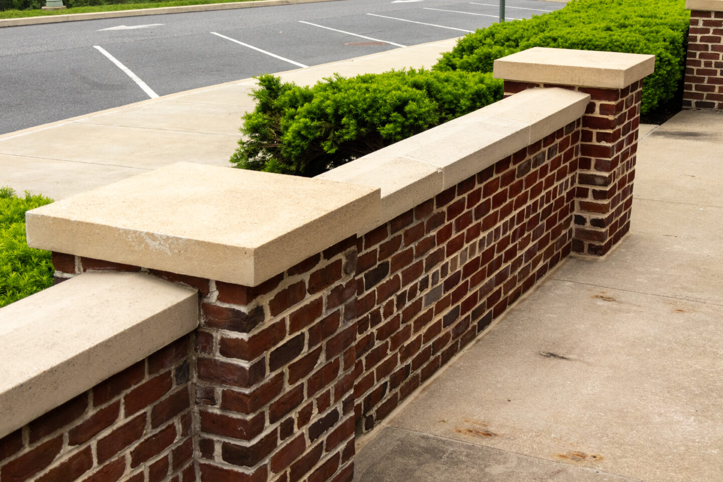 Restored brick wall from higher angle.